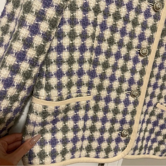 Vintage Koret Purple Green and Cream Plaid Blazer - Picture 2 of 8